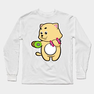 Cat at Biceps training with Dumbbells Long Sleeve T-Shirt